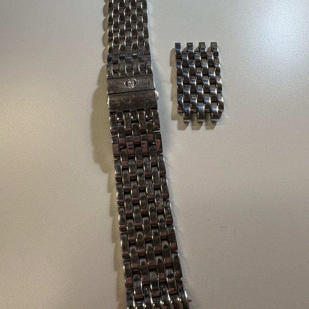 Michele Art Deco Silver Stainless Steel Watch Band with extension